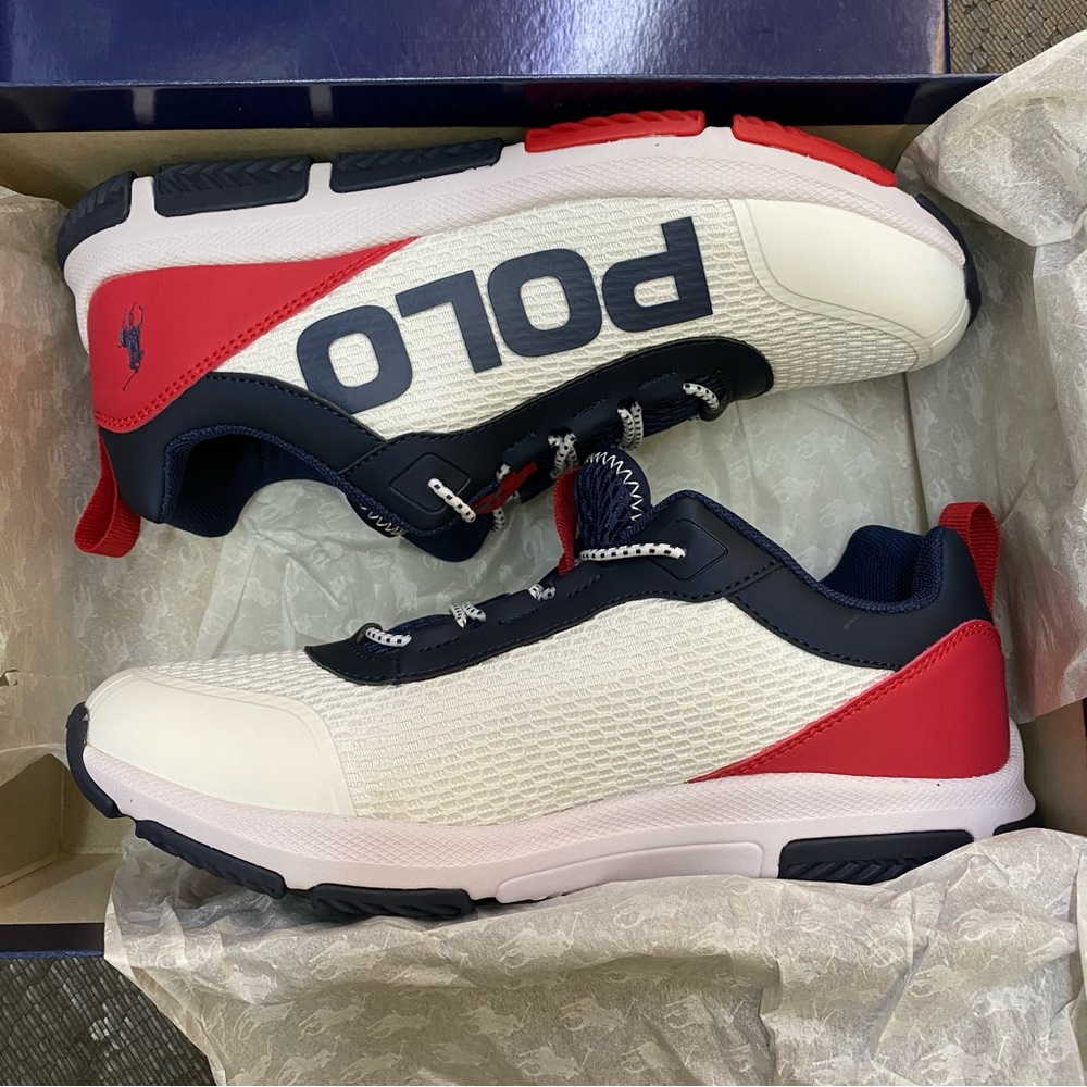 POLO RALPH LAUREN TECH Racer White/Navy/RED​ Size Junior 4 1/2 US /New with Box